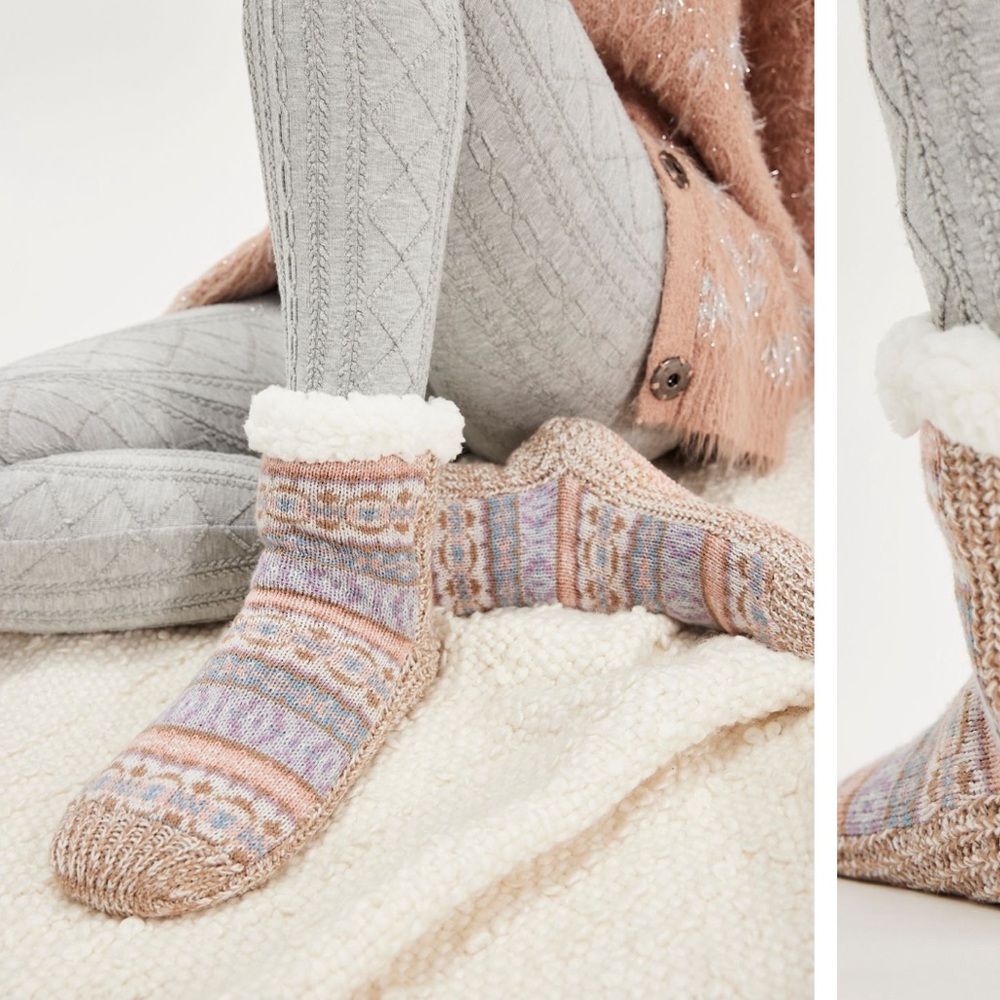 NWT Free People / Muk Luks Pieced Cabin Socks, S/M (5-7)
